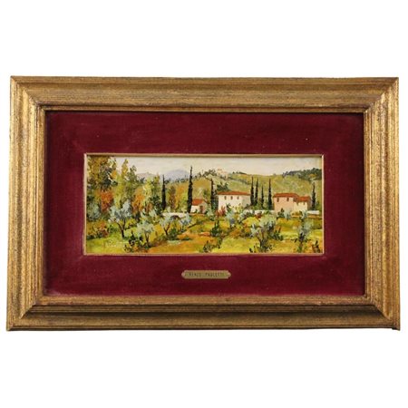 Renzo Paoletti (1922) "Nel Valdarno" Acrilico su masonite. Sul retro...