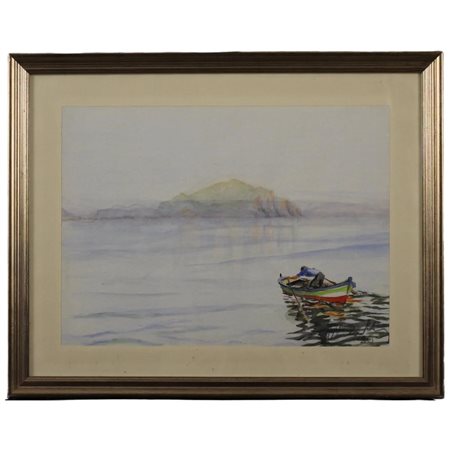 "Veduta di Palermo" Pastello su carta in cornice. Firma indistinta. Secolo...