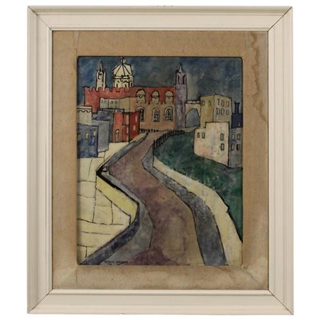 Aurora Varvaro (1936/2018) "Veduta della cattedrale" Dipinto ad olio su tela....