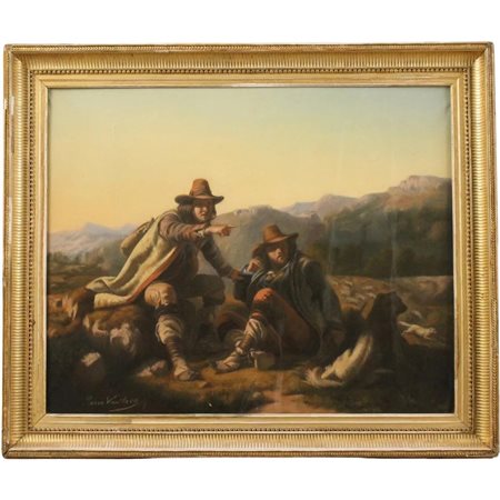 Pierre Louis Léger Vauthier (1845/1916) "Pastori" Pastello in cornice dorata....