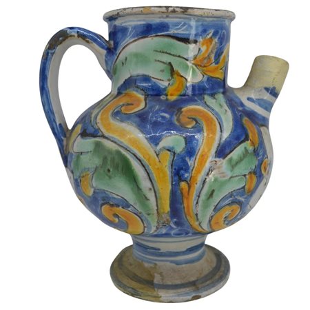 Versatoio Antica maiolica con decoro di margherite e motivi vegetali...