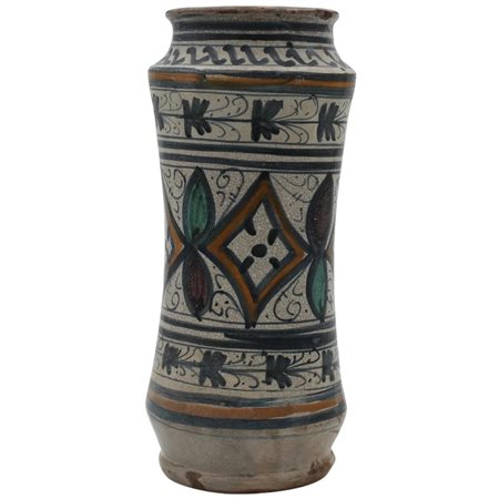 Importante albarello Antica maiolica con decoro geometrico e vegetale...