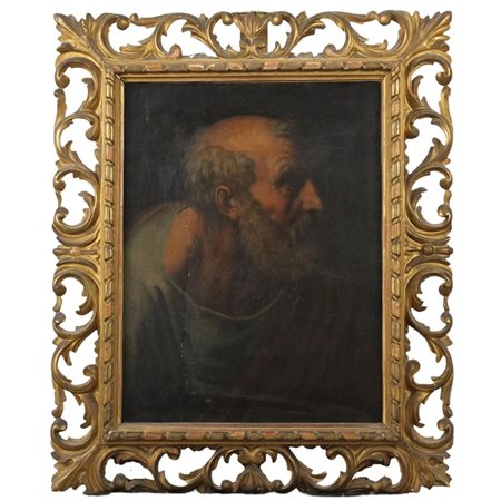 Seguace di Andrea del Sarto "Figura di santo" Dipinto ad olio su tavola in...