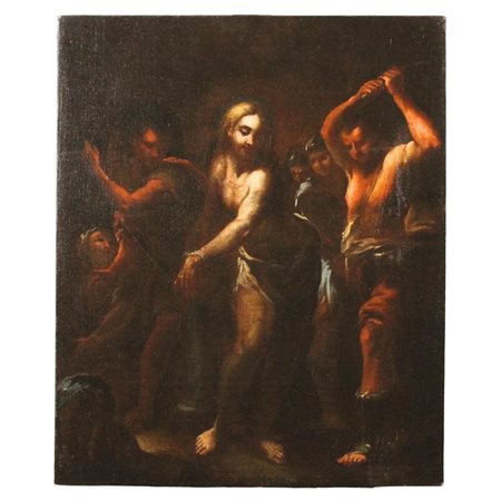 Scuola toscana del secolo XVIII "La flagellazione di Cristo" Dipinto ad olio...