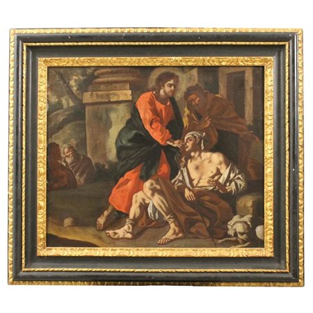 Pittore napoletano del XVIII secolo "Il miracolo del cieco nato" Olio su...