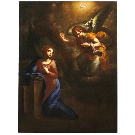 Scuola emiliana del secolo XVII "Annunciazione" Dipinto ad olio su tela....