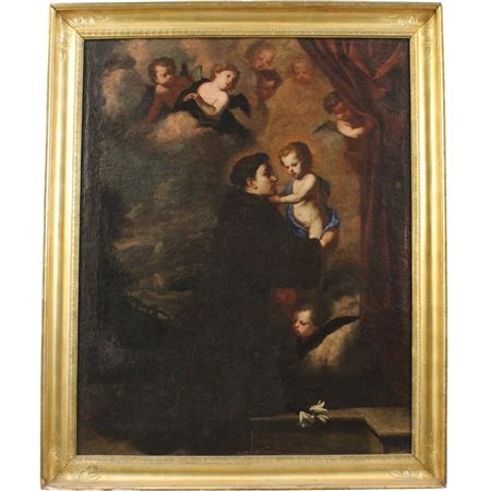 Rosalia Novelli (1628/1688) (attr.) "Sant'Antonio con il Bambino contornati...