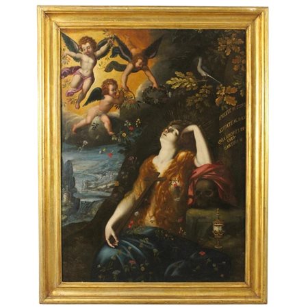 Scuola di Jaques Bellange "Maddalena in estasi" Grande dipinto ad olio su...