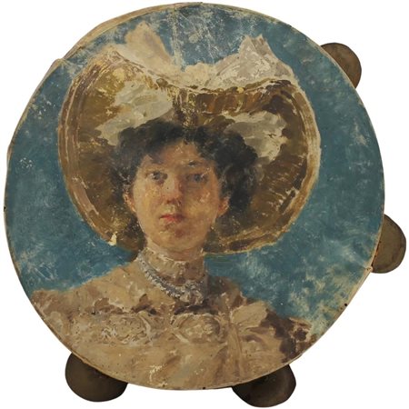 Nicolò Giannone (1848/1915) (attr.) "Ritratto di donna" Dipinto ad olio su...