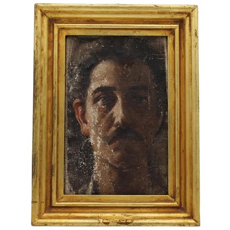 Gaetano Esposito (1858/1911) (attr.) "Autoritratto" Dipinto ad olio su tela...