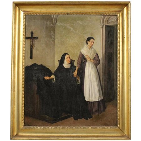 Nicolò Giannone (1848/1915) (attr.) "La monaca di Monza" Dipinto ad olio su...