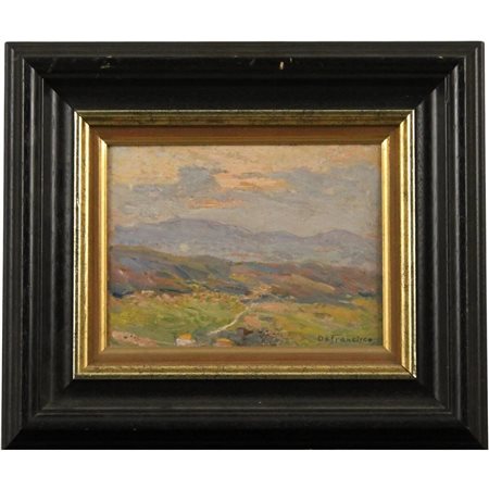 Pietro De Francisco (1873/1969) "Piccolo paesaggio" Piccolo dipinto ad olio...