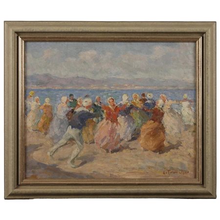 Pietro De Francisco (1873/1969) "La danza" Dipinto ad olio su tela in...