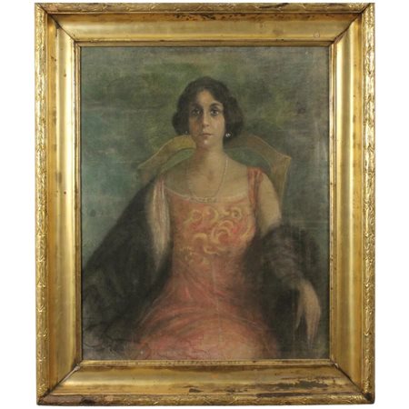 Jule Van Biesbroeck (1873/1965) (attr) "Figura femminile" Grande pastello in...