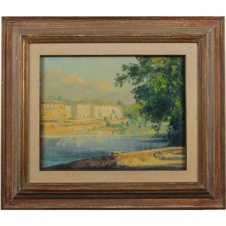 Luigi Falai (1941) "Lungarno" Dipinto ad olio su tavola in cornice. Cm 40x50