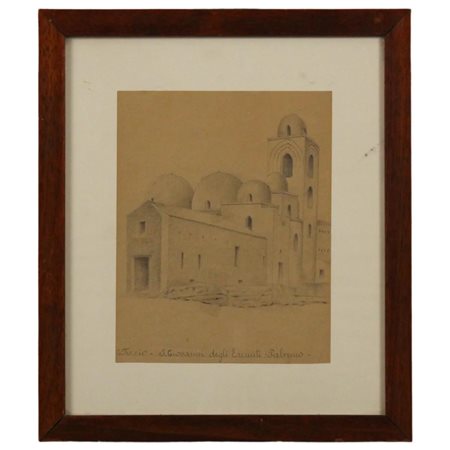 San Giovanni degli eremiti Disegno su carta in cornice. Firmato G. Tuccio. Cm...