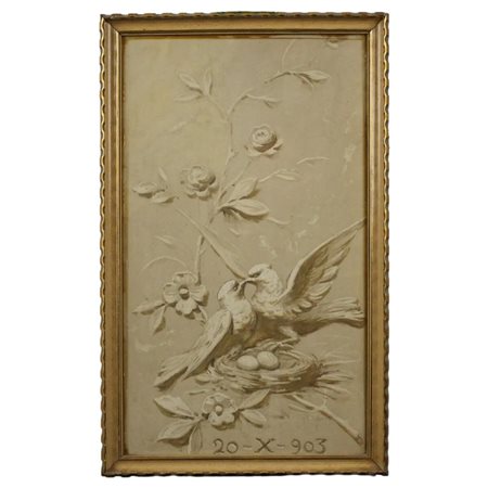 "Volatili" Tecnica mista su carta. Datato 1903. Cm 49,5x29