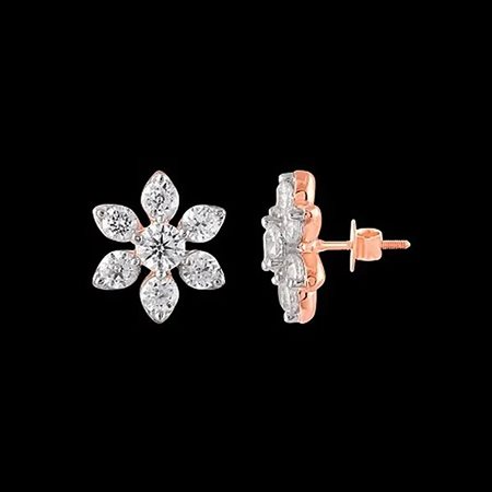 ORECCHINI A LOBO IN ORO ROSA 14K CON DIAMANTI NATURALI 0.16 CT - DOC-0013554-0005