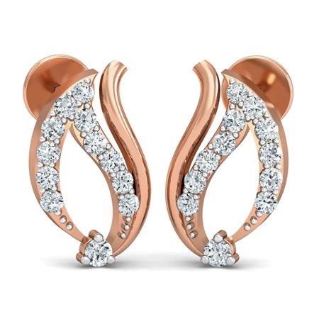 ORECCHINI A LOBO IN ORO ROSA 14K CON DIAMANTI DI LABORATORIO 0,16 CT - DOC-0012652-0036