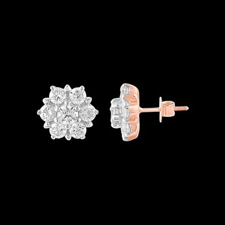 ORECCHINI A LOBO IN ORO ROSA 14K CON DIAMANTI DI LABORATORIO 0.16 CT DOC-13591-0008