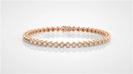 BRACCIALE A CATENA IN ORO ROSA 14K CON DIAMANTI 1.23 CT - DOC-0031066-0036