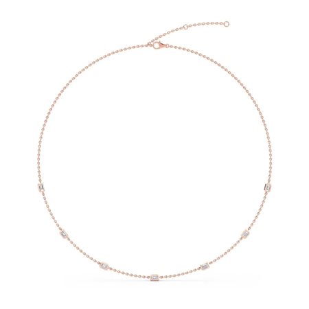 COLLANA CON CIONDOLO A CATENA IN ORO ROSA 9K CON DIAMANTI DA LABORATORIO TAGLIO SMERALDO DA 1,10 CT TOTALE - DOC-0039229-0016