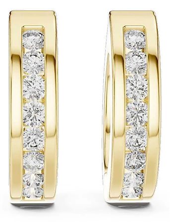 ORECCHINI A CERCHIO IN ORO GIALLO 14K CON DIAMANTI DI LABORATORIO 0,14 CT - DOC-0013243-0008