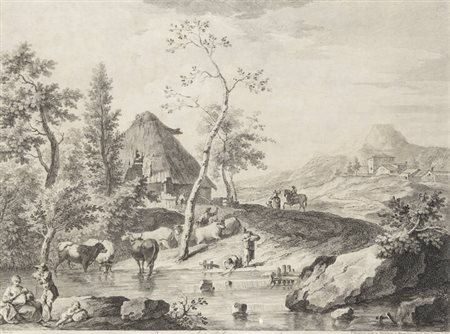 BARTOLOZZI FRANCESCO<BR>Firenze 1728 - 1815 Lisbona (Portogallo)<BR>"Ricco è colui ch'ha numeroso gregge" metà XVIII secolo