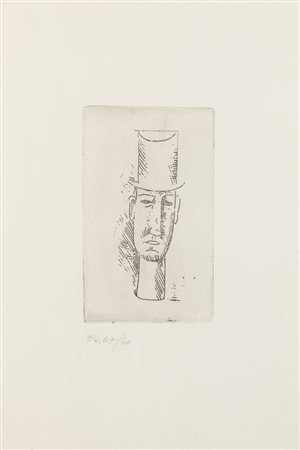 CARLO CARRA'<BR>Quargnento (AL) 1881 - 1966 Milano<BR>"Testa di gentiluomo" (1922)