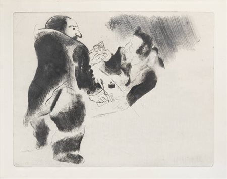 MARC CHAGALL<BR>Vitebsk (Russia) 1887 - 1985 Saint-Paul de Vence (Costa Azzurra)<BR>"Les arrhes" da "Les  Âmes mortes de Gogol"
