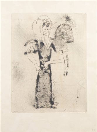 MARC CHAGALL<BR>Vitebsk (Russia) 1887 - 1985 Saint-Paul de Vence (Costa Azzurra)<BR>"Madame Sobakevitch"