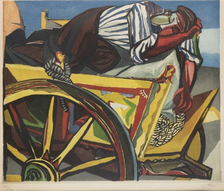 RENATO GUTTUSO<BR>Bagheria (PA) 1911 - 1987 Roma<BR>"Carrettiere" (1973)