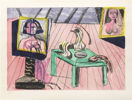 BRUNO CASSINARI<BR>Piacenza (PC) 1912 - 1992 Milano<BR>"Interno dello studio"