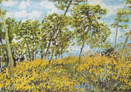 MICHELE CASCELLA<BR>Ortona (CH) 1892 - 1989 Milano<BR>"Ginestre a S.Luigi", 1984