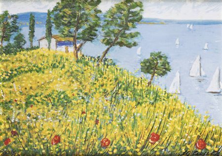MICHELE CASCELLA<BR>Ortona (CH) 1892 - 1989 Milano<BR>"Sereno sul promontorio". 1985