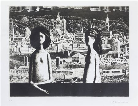 ANTONIO BUENO<BR>Berlino (Germania) 1918 - 1984 Firenze<BR>"Incontro a Firenze" (1981)
