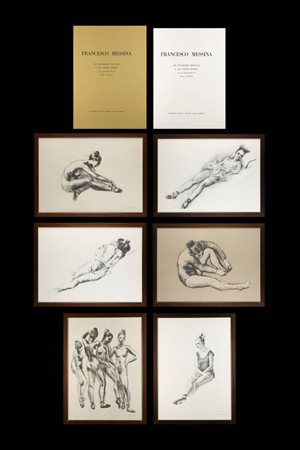 FRANCESCO MESSINA<BR>Linguaglossa (CT) 1900 - 1995 Milano<BR>"Cartella di sei litografie e sei poesie inedite con un manoscritto di Jean Cocteau" Studio d'Arte il Torchio, Milano 1970