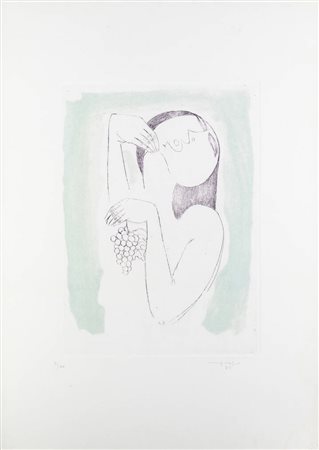 GIUSEPPE MIGNECO<BR>Messina 1908 - 1997 Milano<BR>"Ragazza con grappolo d'uva"1971