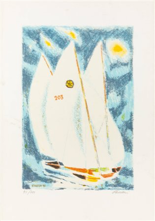 ENRICO PAULUCCI<BR>Genova 1901 - 1999 Torino<BR>"Barche"
