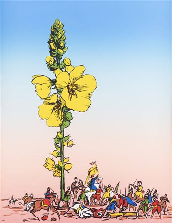 ROMANO GAZZERA<BR>Ciriè (TO) 1908 - 1985<BR>"La battaglia del fiore giallo"