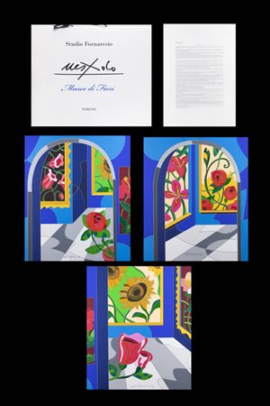 UGO NESPOLO<BR>Mosso Santa Maria (VC) 1941<BR>Trttico di serigrafie "Museo di Fiori"