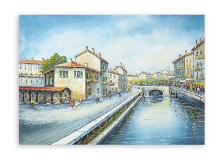 FRANCESCO GRASSI (1940) - Milano. Vicolo dei lavandai Naviglio Grande