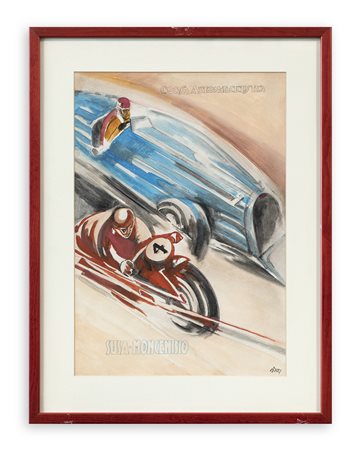 ARIS BACCI (1894-1948) - Corsa automotociclistica Susa-Moncenisio