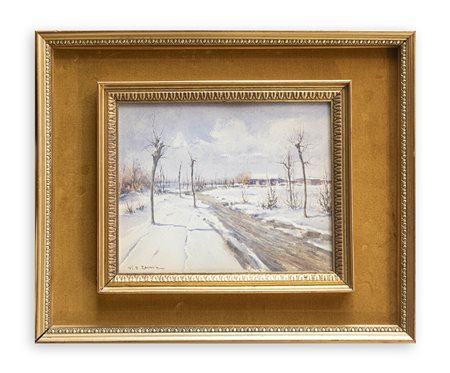 GIOVAN BATTISTA ZACCARIA (1902-1966) - Senza Titolo (Scorcio campestre innevato)