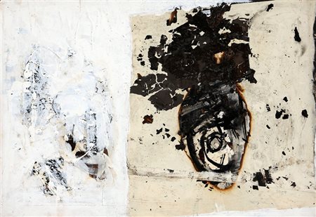 CLAUDIO CINTOLI, 1935 - 1978, Senza titolo, 1958, Tecnica mista, olio, carte...