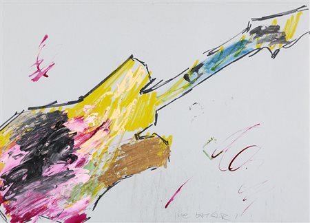 GIUSEPPE CHIARI, 1926 - 2007, Chitarra, 2000, Tecnica mista su carta, cm. 50...