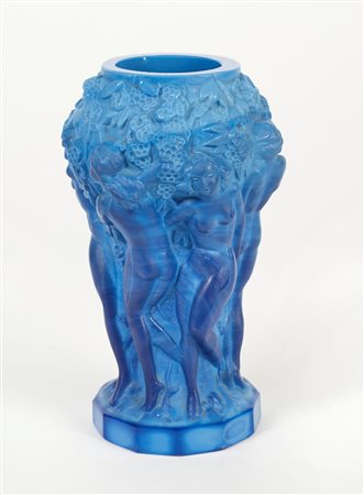  
"Vaso Baccanti" 
Vaso in vetro blu Cm 14x8ø