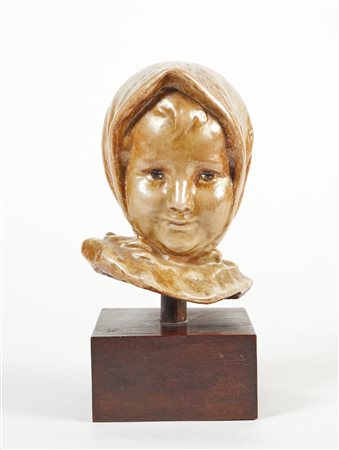 Pietro Melandri (Faenza, 1885 - Faenza, 1976) 
"Volto di bambina" 
 Cm 24x13x11,5