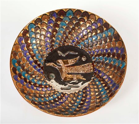 Pietro Melandri (Faenza, 1885 - Faenza, 1976) 
Piatto  anni '50
Ceramica Cm 8x25ø