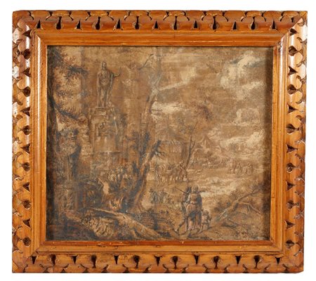 Coppia di paesaggi tempera su carta Cm rispettivamente 33x37; 33x38,5